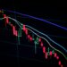 stock market candlestick chart on dark screen